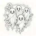 Three strangely cute ghosts tattoo design idea