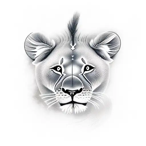 lioness and 2 cubs  tattoo design idea