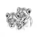 lioness and 2 cubs  tattoo design idea