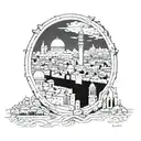 Jerusalem drawing around 1000ac , Christian monuments highlighted tattoo design idea