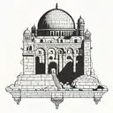 Jerusalem drawing around 1000ac , Christian monuments highlighted tattoo design idea