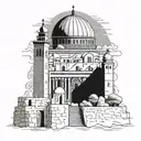 Jerusalem drawing around 1000ac , Christian monuments highlighted tattoo design idea