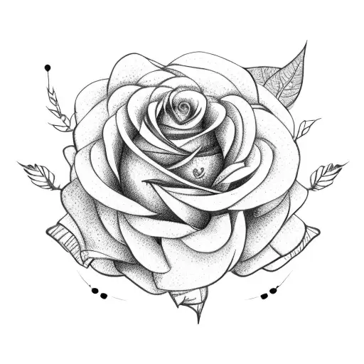 rose garden with 3 large flowers and branches with thorns tattoo design idea