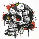  skull no jaw with paint drips tattoo design idea