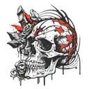  skull no jaw with paint drips tattoo design idea
