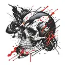  skull no jaw with paint drips tattoo design idea