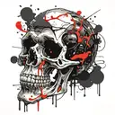  skull no jaw with paint drips tattoo design idea