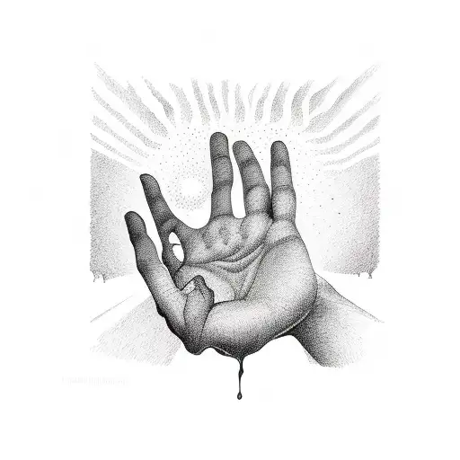 melting hand reaching for the sun tattoo design idea