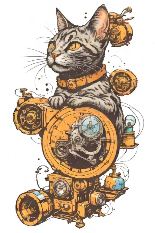schrodinger cat tattoo design idea