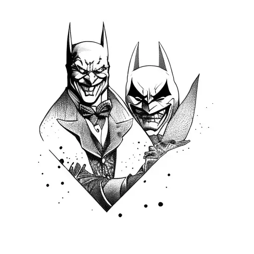Joker and Batman shaking hands  tattoo design idea