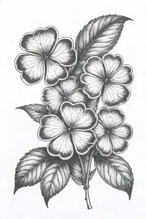 black and white cluster of three leaf clover tattoo design idea
