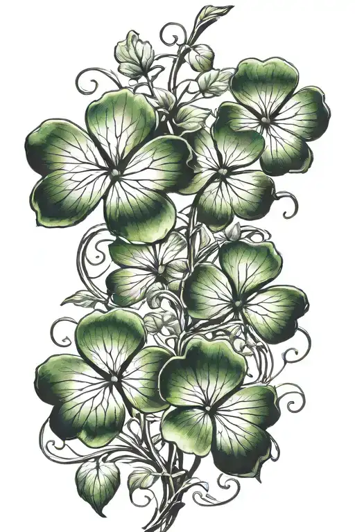 four shamrocks on a vine tattoo design idea