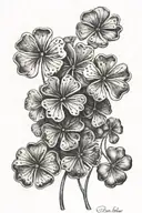 black and white cluster of three leaf clover tattoo design idea