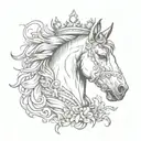 horse with crown on head tattoo design idea