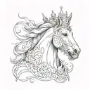 horse with crown on head tattoo design idea