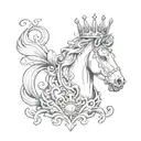 horse with crown on head tattoo design idea
