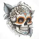 sugar skull with  mandala tattoo design idea