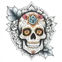 sugar skull with  mandala tattoo design idea