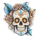 sugar skull with  mandala tattoo design idea
