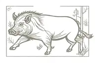 boar, running along the ground, forest, minimalism, wool is drawn tattoo design idea