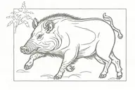 boar, running along the ground, forest, minimalism, wool is drawn tattoo design idea