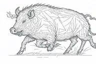 boar, running along the ground, forest, minimalism, wool is drawn tattoo design idea