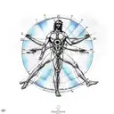 Vitruvian man On a custom motorcycle  tattoo design idea