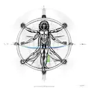 Vitruvian man On a custom motorcycle  tattoo design idea