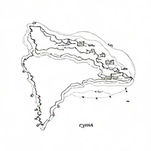 Cayman with the form of Cuba island map tattoo design idea