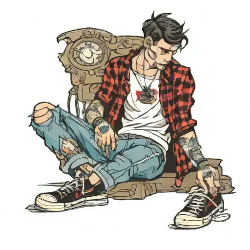 dainty boy in ripped jeans  tattoo design idea