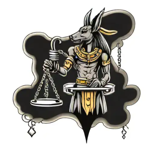 anubis hold libra scales tattoo design idea