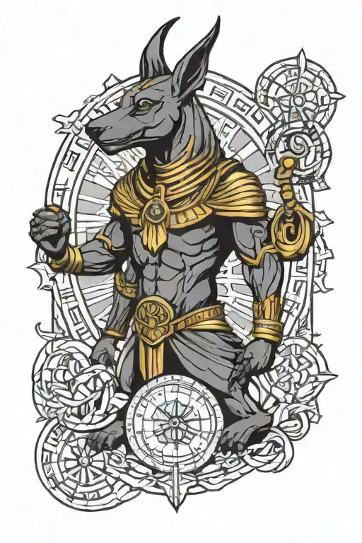 anubis holding libra zodiac sign tattoo design idea