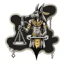 anubis hold libra scales tattoo design idea