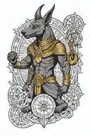 anubis holding libra zodiac sign tattoo design idea