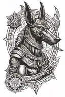 anubis holding libra zodiac sign tattoo design idea