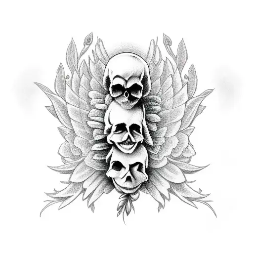 Skull and Roses, angel, bird tattoo design idea