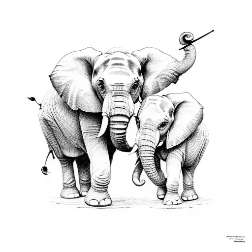 Elephant with baby elephant tattoo design idea