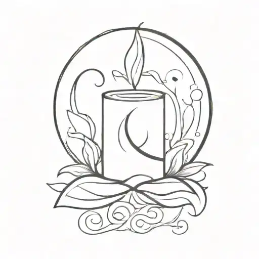 A minimalist tattoo of a candle flame surrounded by zen symbols, reflecting the client's interest in finding peace and tranquility through meditation tattoo design idea