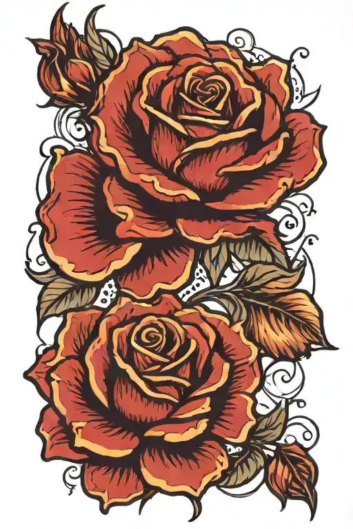 fire rose unity  tattoo design idea