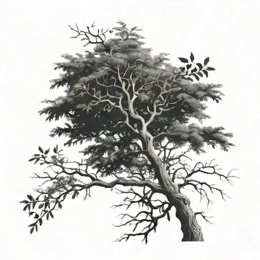 Un árbol minimalista, donde las ramas se entrelazan formando las fechas de nacimiento de tus hijas en números romanos.  tattoo design idea