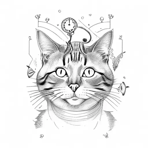 cat from alice in wonderland tattoo design idea