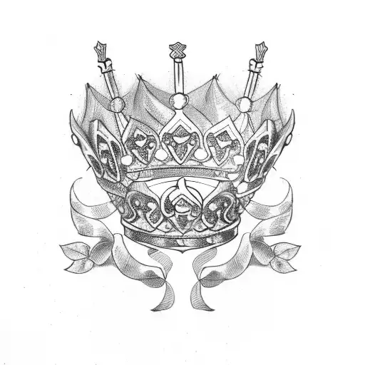 laurel wreath crown with 2 swords across the middle tattoo design idea