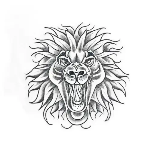 snake lion lsd tattoo design idea