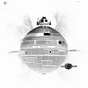 Create your intergalactic masterpiece! Unleash the force of AI with an epic Star Wars space battle scene. tattoo design idea