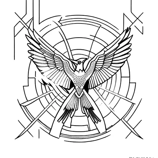 A minimalist tattoo of the Mockingjay pin from Hunger Games tattoo design idea