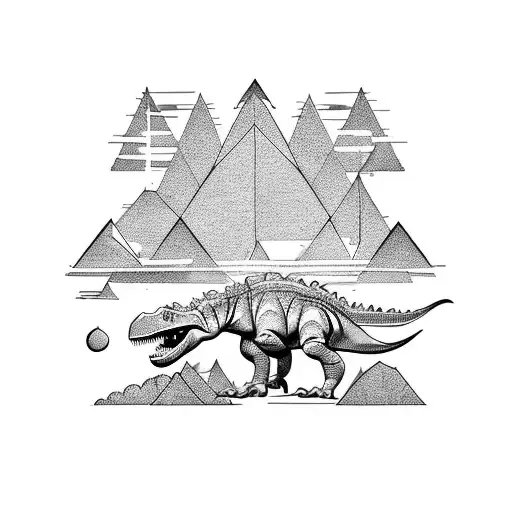 three différents hatching dinosaurs in thé forest tattoo design idea