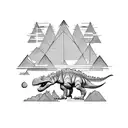 three différents hatching dinosaurs in thé forest tattoo design idea