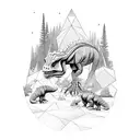 three différents hatching dinosaurs in thé forest tattoo design idea