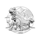 three différents hatching dinosaurs in thé forest tattoo design idea