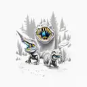 three différents hatching dinosaurs in thé forest tattoo design idea